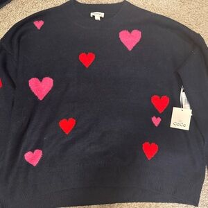 NWT CeCe NavySweater with Pink and Red Heart Design, Large. Pretty!! 💗